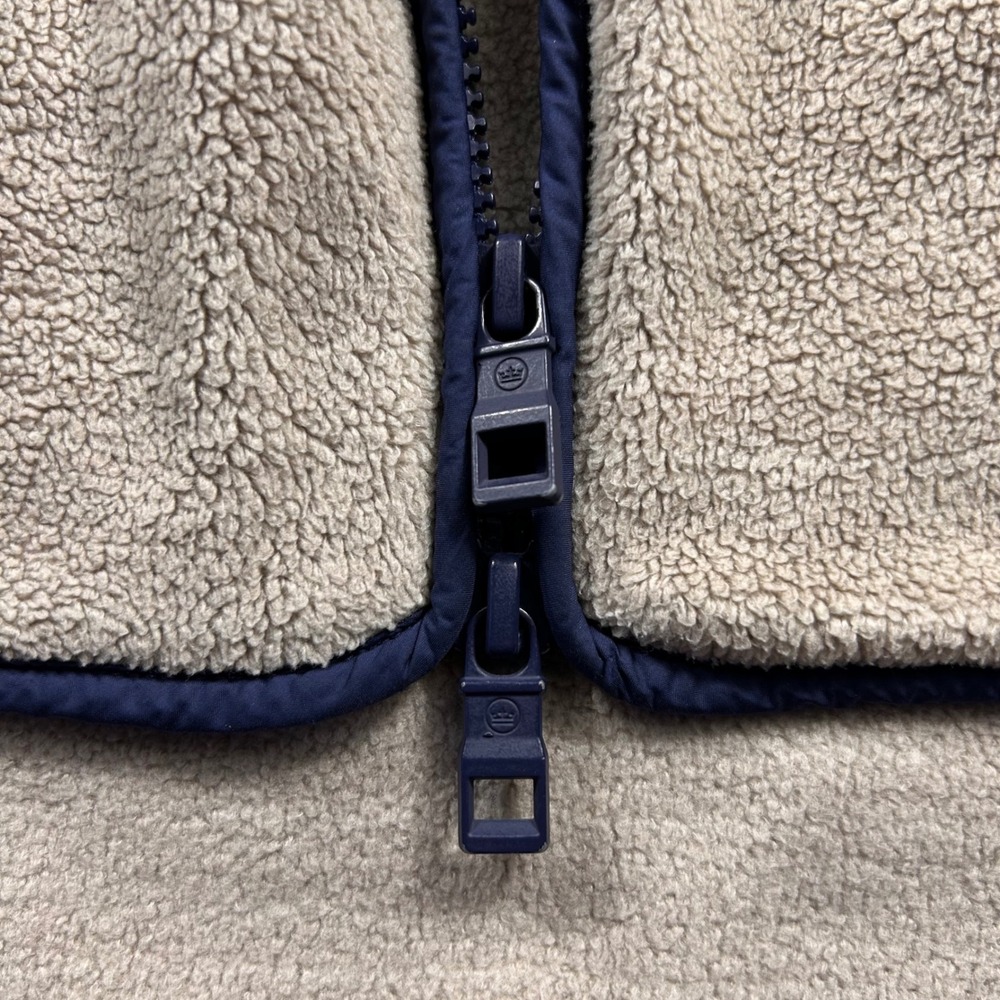 Peter Millar Crown Micro Shearling Fleece Vest Mens L Beechwood Tan Navy Quilted - Picture 10 of 16